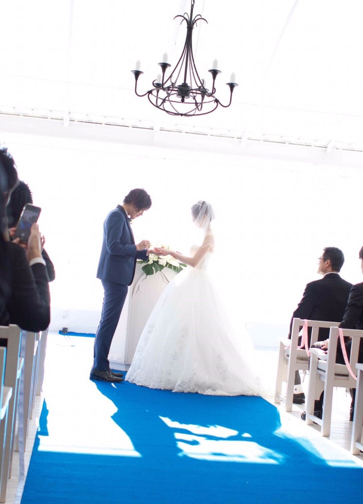 【お客様】ドレス（Malinda/オフホワイト） Jubilee（下地の色ピンクグレーに変更）　Charline（ローズピンクに変更）タキシード